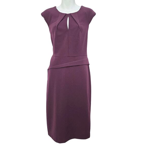 NWT Calvin Klein Dress Women’s 12 Purple Sheath Sleeveless Round Keyhole Neck - Picture 1 of 8